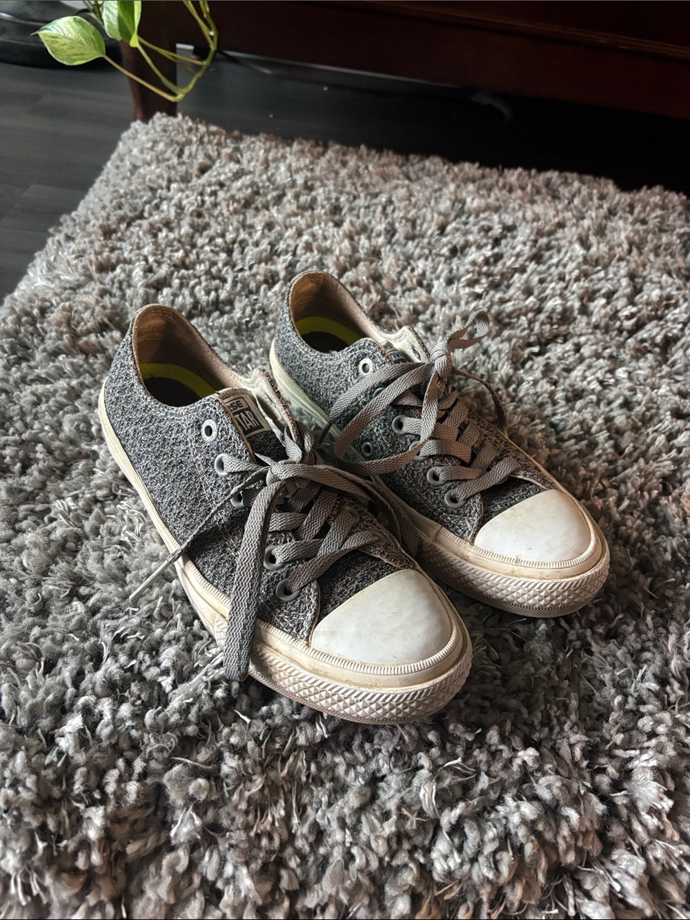 Low-Top Lace-Up Sneakers in Knitted Gray - Converse All Stars Chuck Taylor’s 2